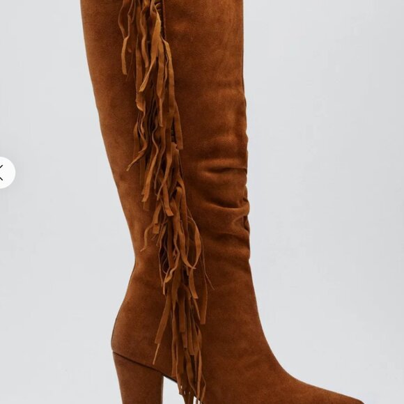 Nasty Gal -  Faux Suede Tassel Knee High Western Boot - Picture 5 of 6